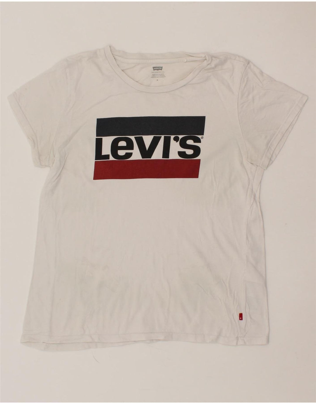 LEVI'S Womens Graphic T-Shirt Top UK 14 Medium White Vintage Levi's and Second-Hand Levi's from Messina Hembry 