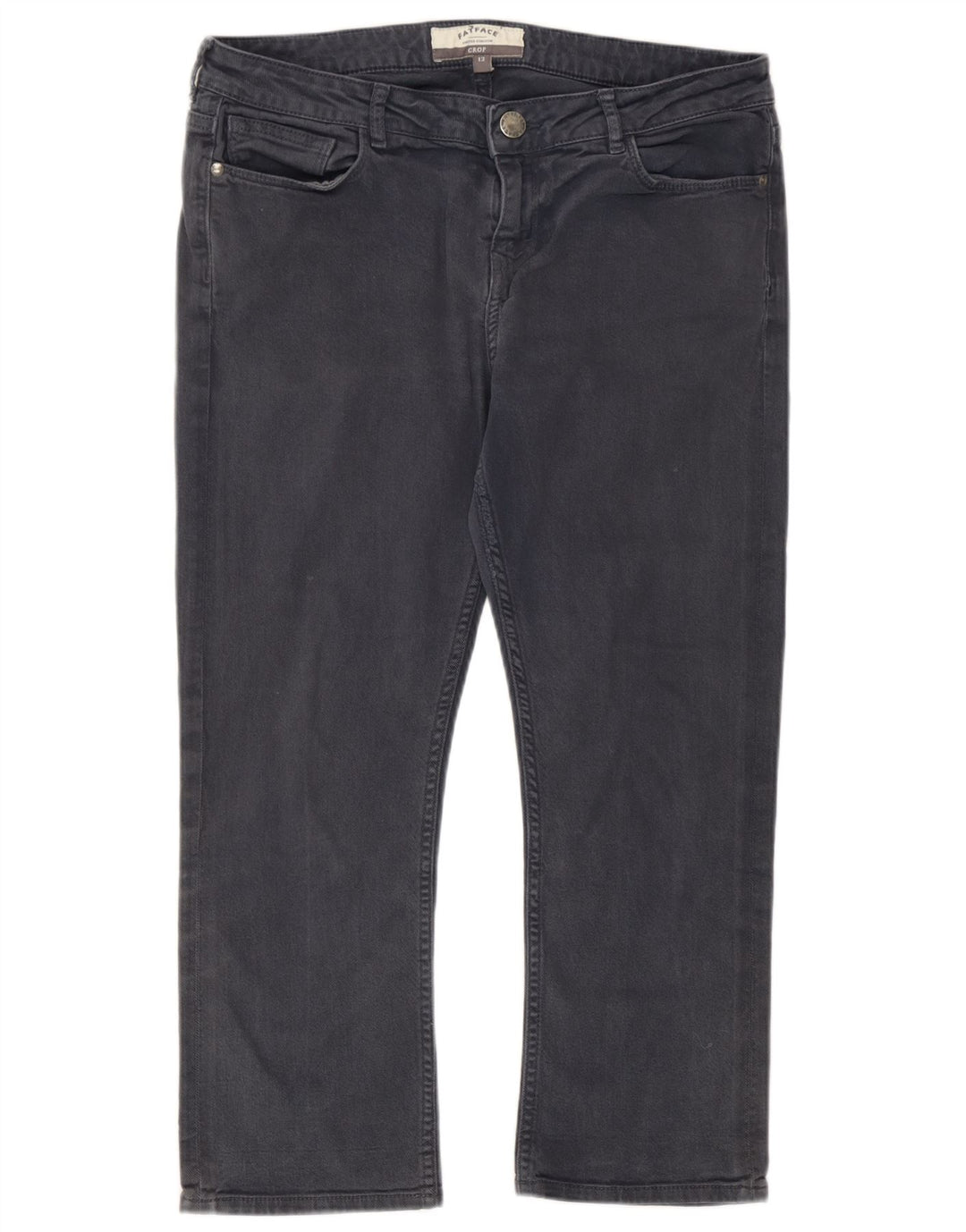 Damskie jeansy przycięte Fat Face UK 12 Medium W32 L22 Szara bawełna