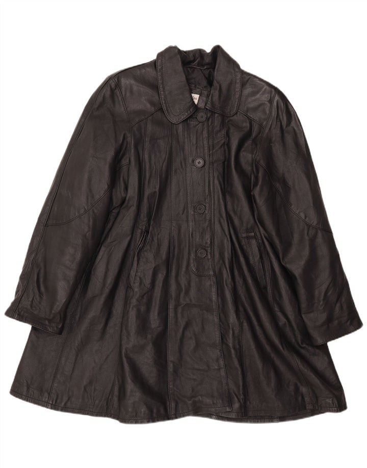 Damski płaszcz skórzany VINTAGE UK 18 XL czarny
