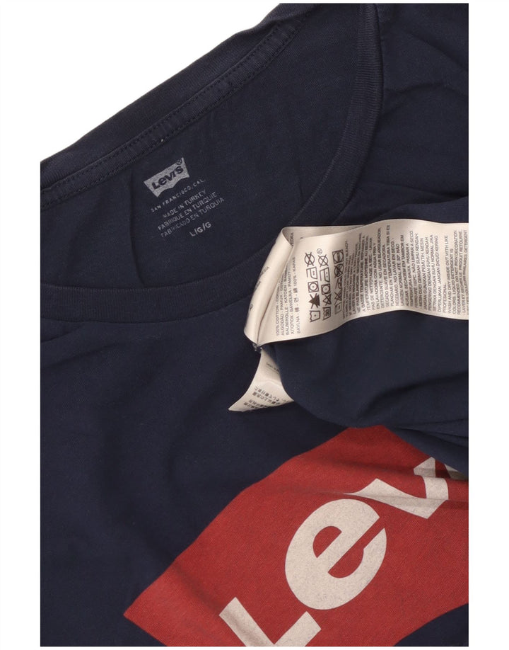 Męski T-shirt z grafiką Levi's, duży, granatowy, bawełniany