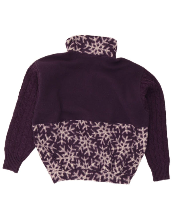 Damski, oversize'owy sweter polarowy Nordica z abstrakcyjnym wzorem UK 10, mały fiolet