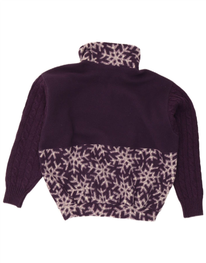 Damski, oversize'owy sweter polarowy Nordica z abstrakcyjnym wzorem UK 10, mały fiolet
