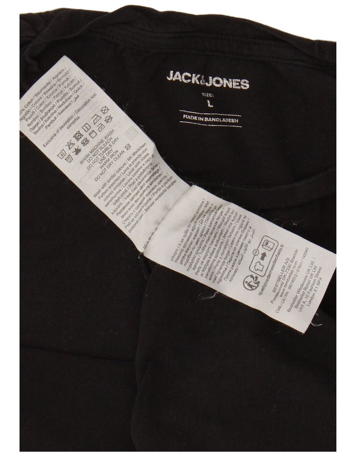 Męski T-shirt JACK & JONES, duży, czarny, bawełniany