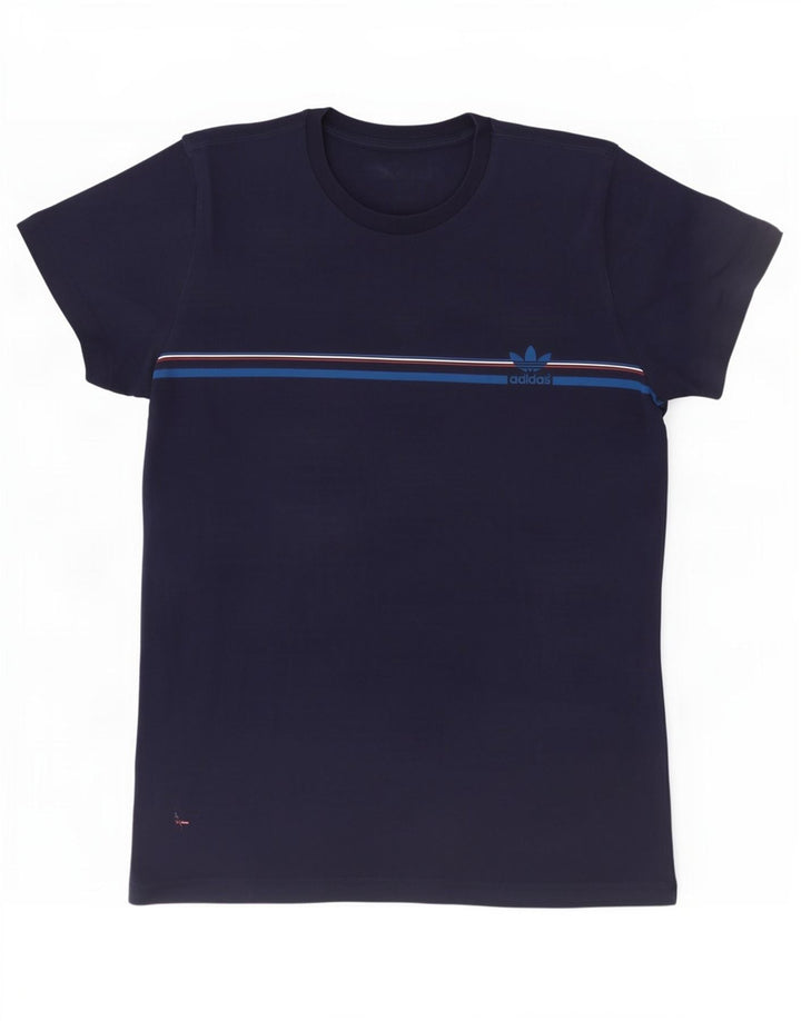 Adidas Męski T-shirt Top Duży Granatowy W Paski