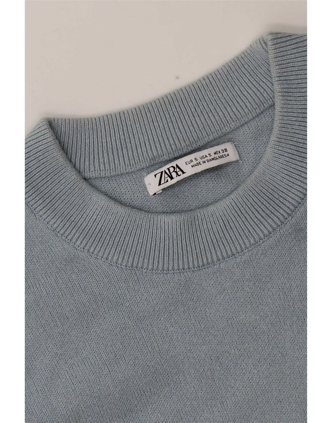 Męski sweter z okrągłym dekoltem Zara, mały, niebieski