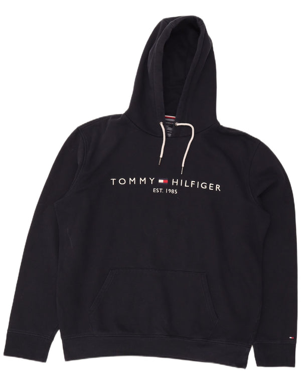 Męski sweter z kapturem i grafiką Tommy Hilfiger 2XL, granatowy, bawełniany