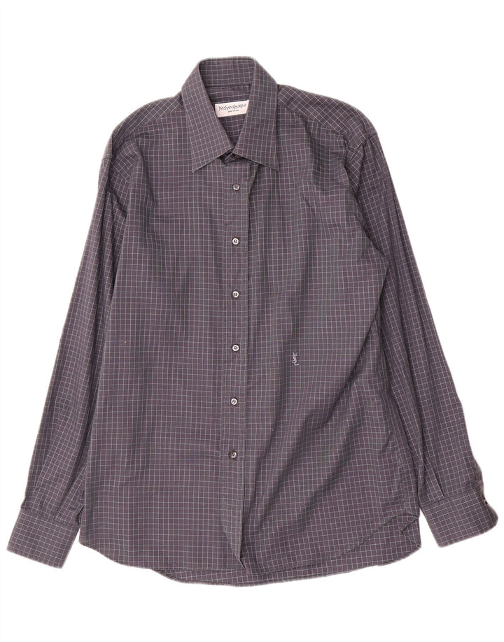 Koszula męska Yves Saint Laurent, rozmiar 40 15 3/4, średnia szara kratka