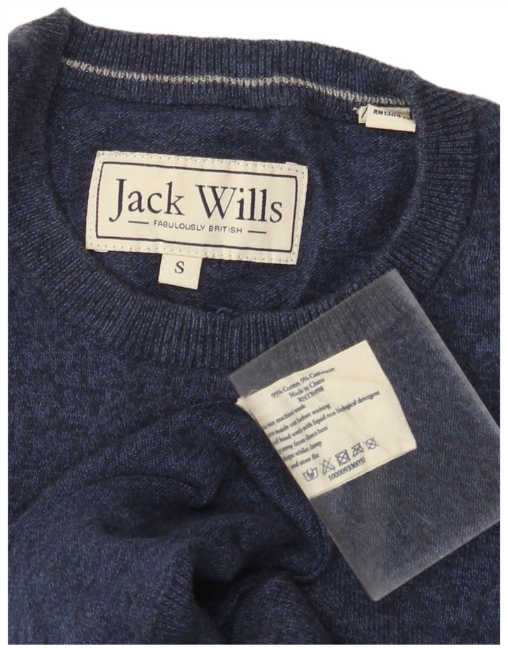 JACK WILLS Męski sweter z okrągłym dekoltem, mały, granatowy, bawełniany