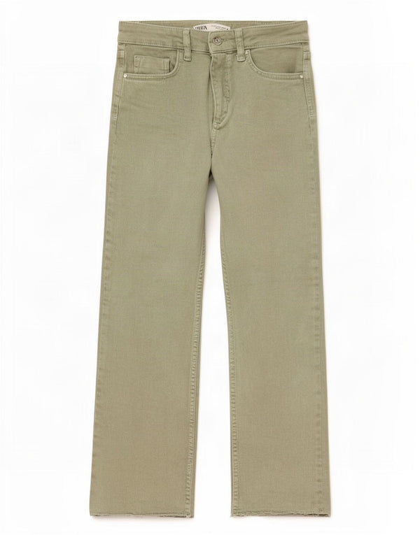 Dżinsy damskie Zara Crop Bootcut EU 42 Large W32 L25 Zielona bawełna