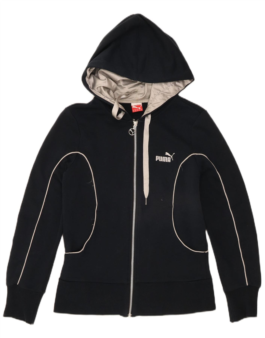 Damski sweter Puma z kapturem i zamkiem UK 10, mały, granatowy