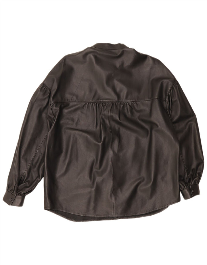 Damska koszula oversize Massimo Dutti, skórzana, UK 6 XS, czarna skóra