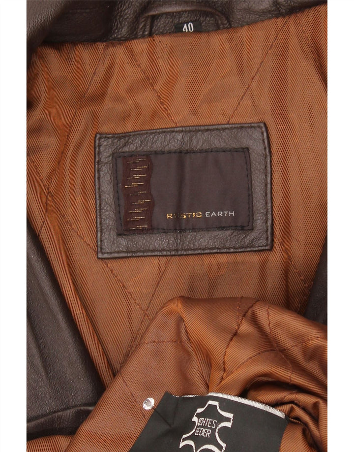 Vintage męska kurtka skórzana UK 40 duża brązowa skóra