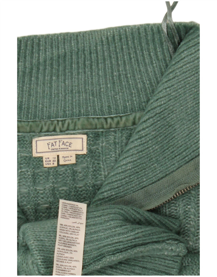 Damski sweter gruby z zamkiem błyskawicznym, UK 12, średni zielony nylon