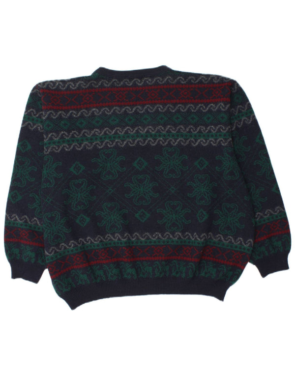 Sweter damski LEWINGER z dekoltem w kształcie litery V UK 20 2XL granatowy Fair Isle