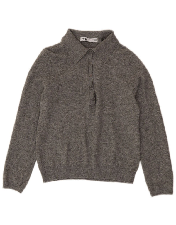 Damski sweter z golfem Zara UK 18 XL, szary, wełniany w cętki