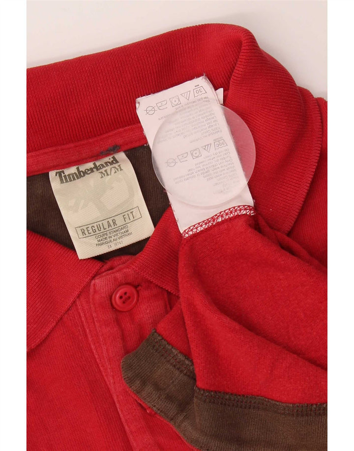 Męska koszulka polo Timberland z długim rękawem i regularnym krojem, średnio czerwona, bawełniana