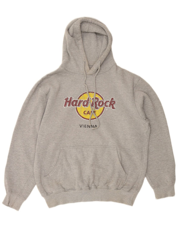 HARD ROCK CAFE Damski sweter z kapturem Vienna Graphic UK 16, duży, szary, bawełniany