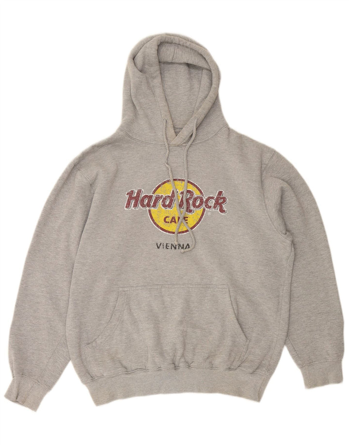 HARD ROCK CAFE Damski sweter z kapturem Vienna Graphic UK 16, duży, szary, bawełniany