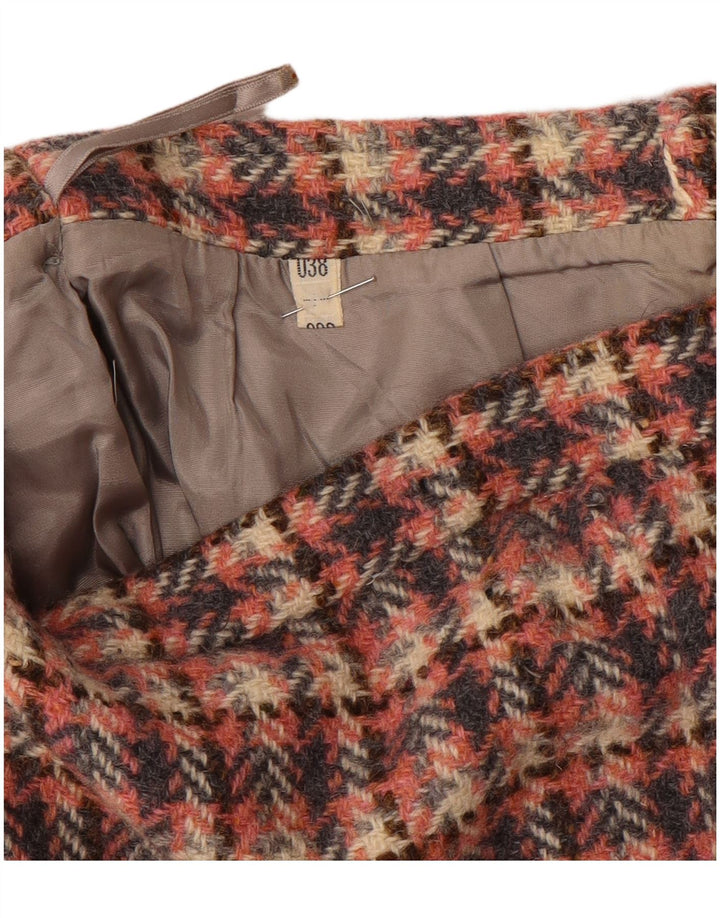 Vintage damska spódnica w kształcie litery A EU 38 Medium W28 Różowa pepitka