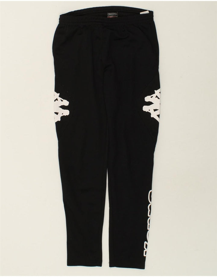 KAPPA Boys Graphic Tracksuit Trousers 13-14 Years Black Polyester Vintage Kappa and Second-Hand Kappa from Messina Hembry 