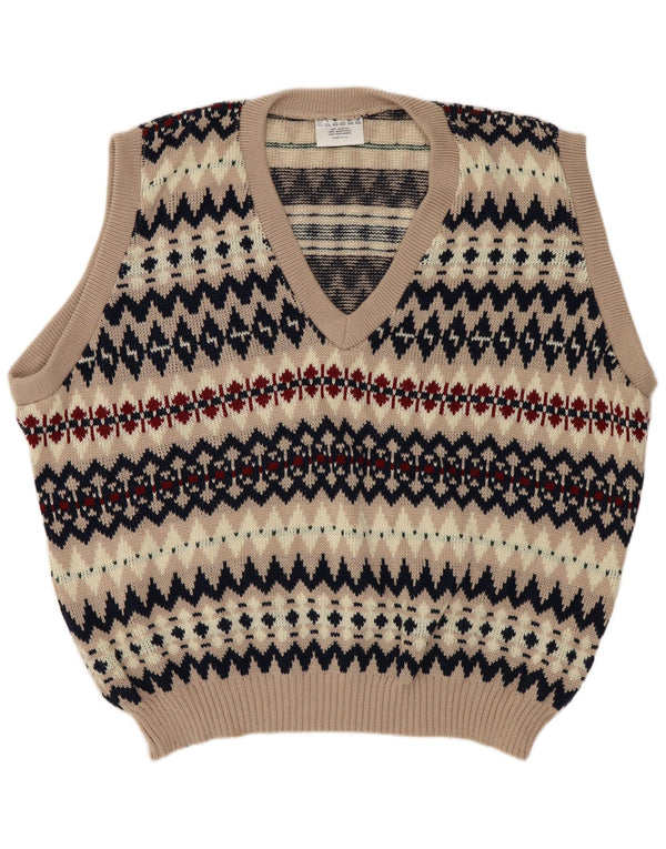 Bezrękawnik męski VINTAGE UK 44/46 XL granatowy Fair Isle akryl
