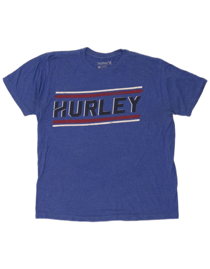 Męski T-shirt z grafiką Hurley Premium Fit, duży, niebieski, poliestrowy