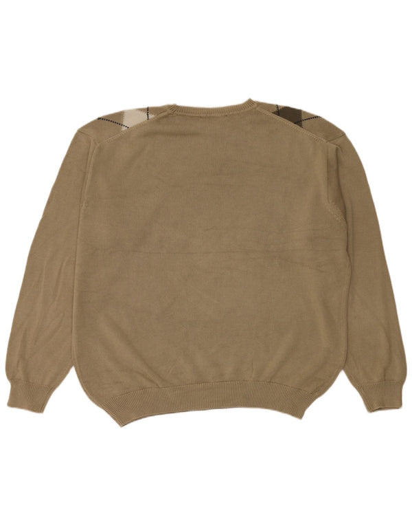 Burlington Męski sweter z okrągłym dekoltem EU 54 XL Zielony Argyle/Diament