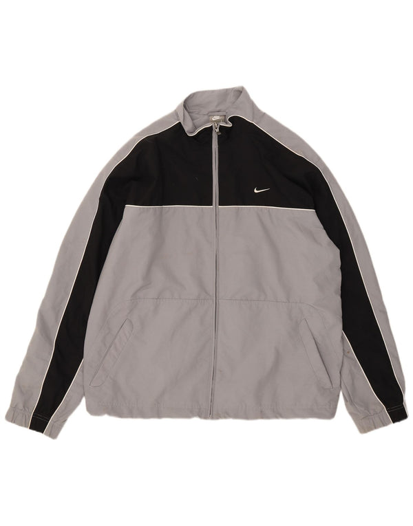 Męska kurtka dresowa Nike UK 41/43, duży szary poliester z blokami kolorów