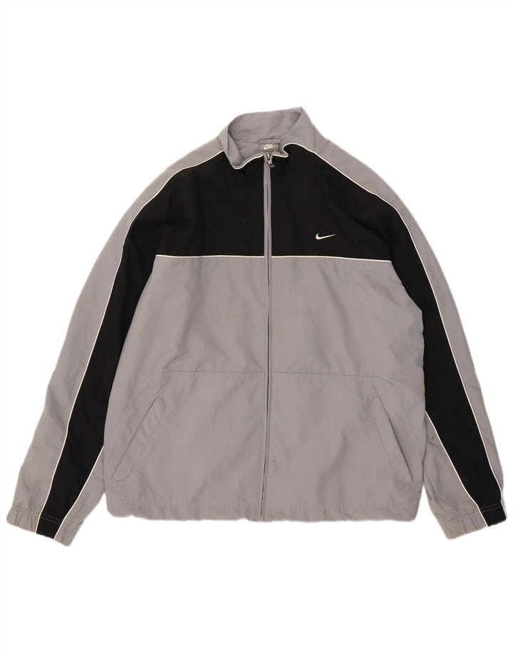 Męska kurtka dresowa Nike UK 41/43, duży szary poliester z blokami kolorów