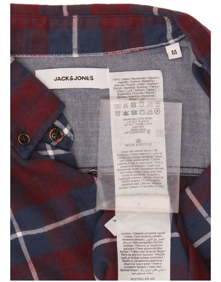 Męska koszula flanelowa JACK & JONES, bawełniana w średnią bordową kratkę