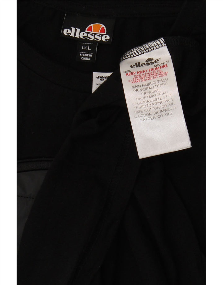 Męski T-shirt z grafiką Ellesse, duży, czarny, bawełniany