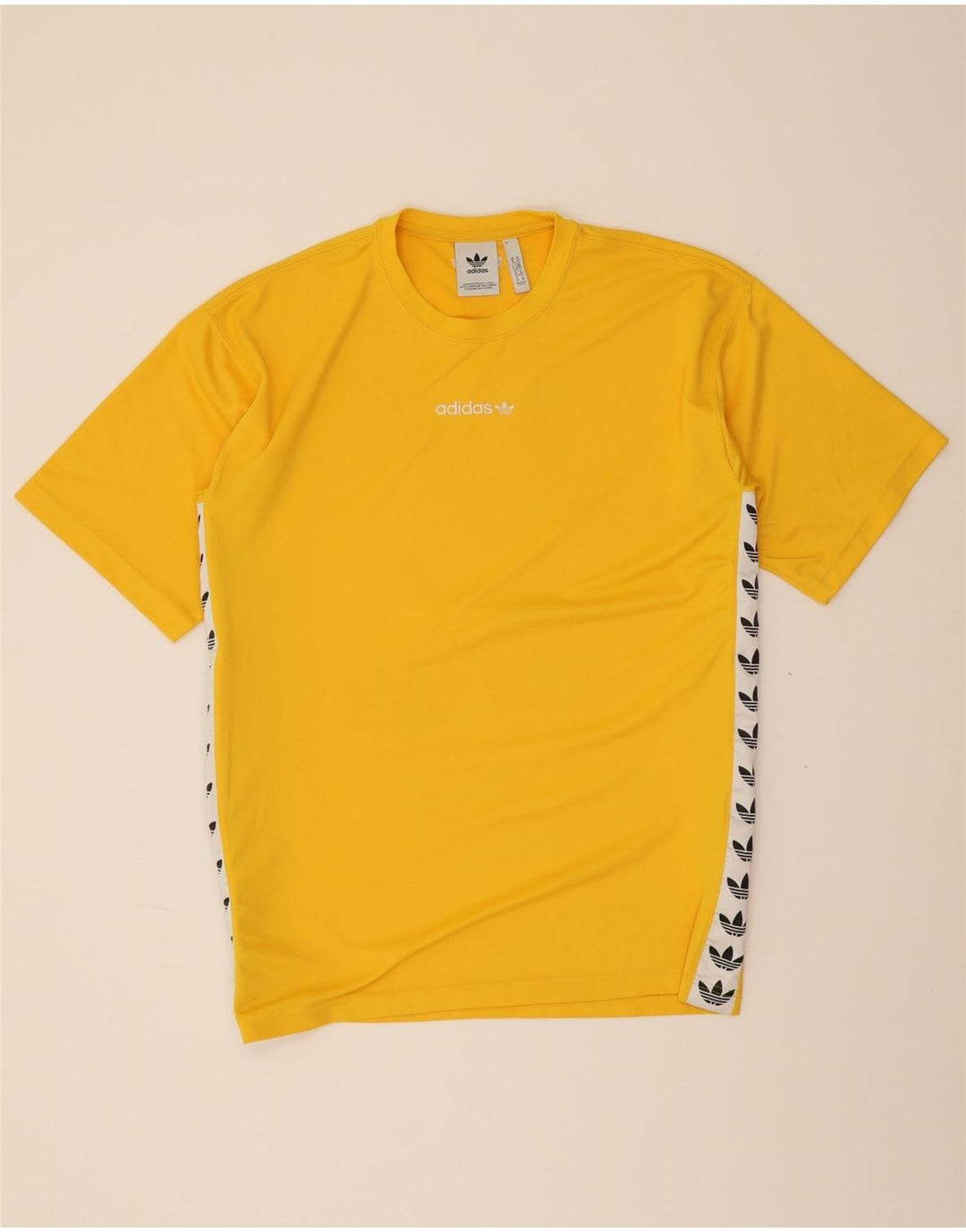 ADIDAS Mens Graphic T-Shirt Top Medium Yellow Colourblock Polyester Vintage Adidas and Second-Hand Adidas from Messina Hembry 