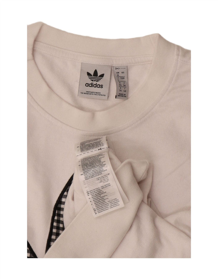 Damska bluza oversize ADIDAS Crop Graphic Jumper UK 8 Small White