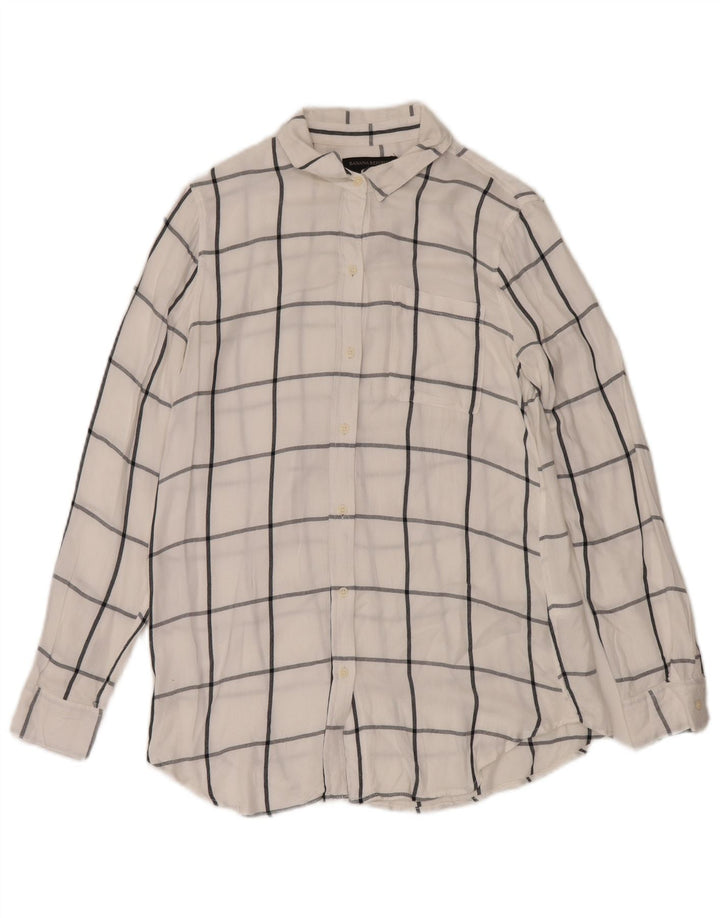 BANANA REPUBLIC Damska koszula flanelowa typu Boyfriend Fit UK 6 XS w białą kratkę