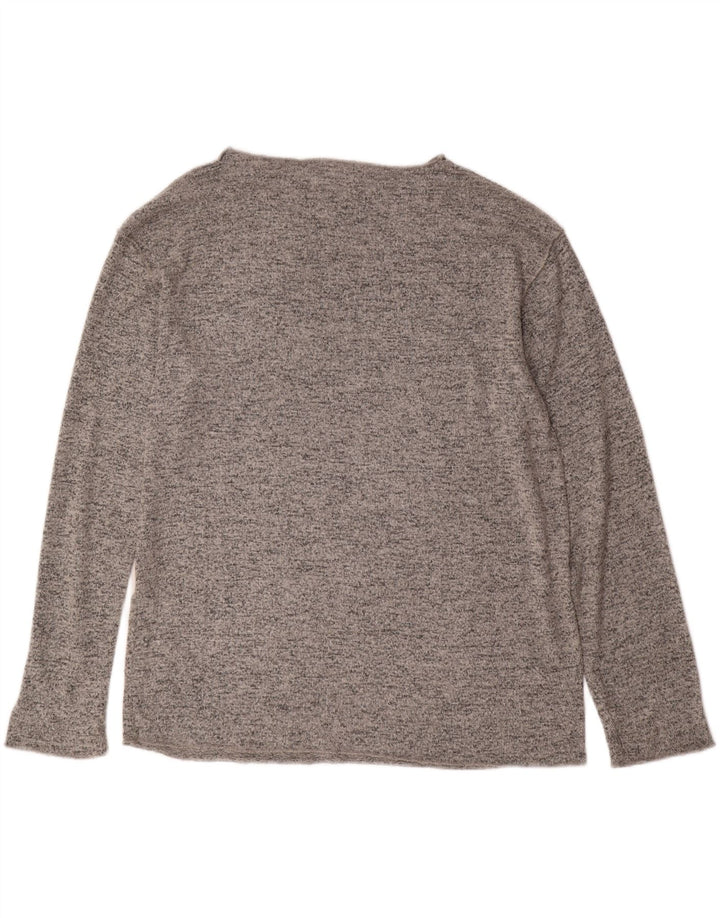 ZARA Womens Top Long Sleeve UK 14 Medium Grey Flecked