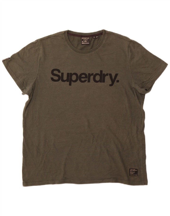 Męski T-shirt z grafiką Superdry, bawełniany khaki, 3XL