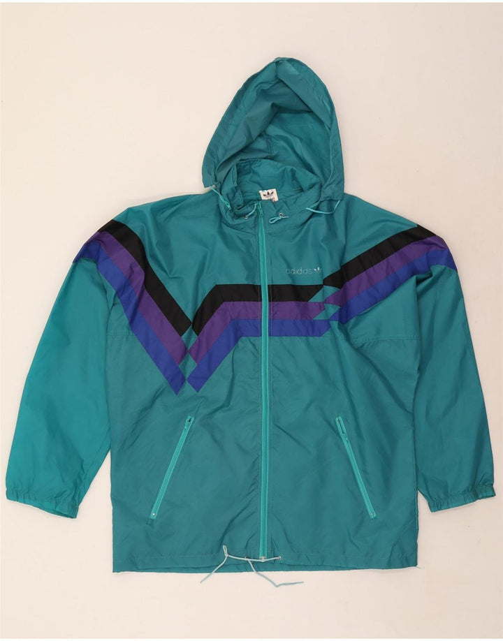 Męska kurtka przeciwdeszczowa Adidas z kapturem UK 38/40 Średni turkusowy blok kolorów