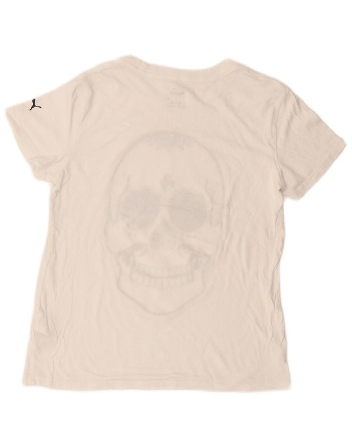 Męski T-shirt z grafiką PUMA, mały, złamanej bieli, bawełniany