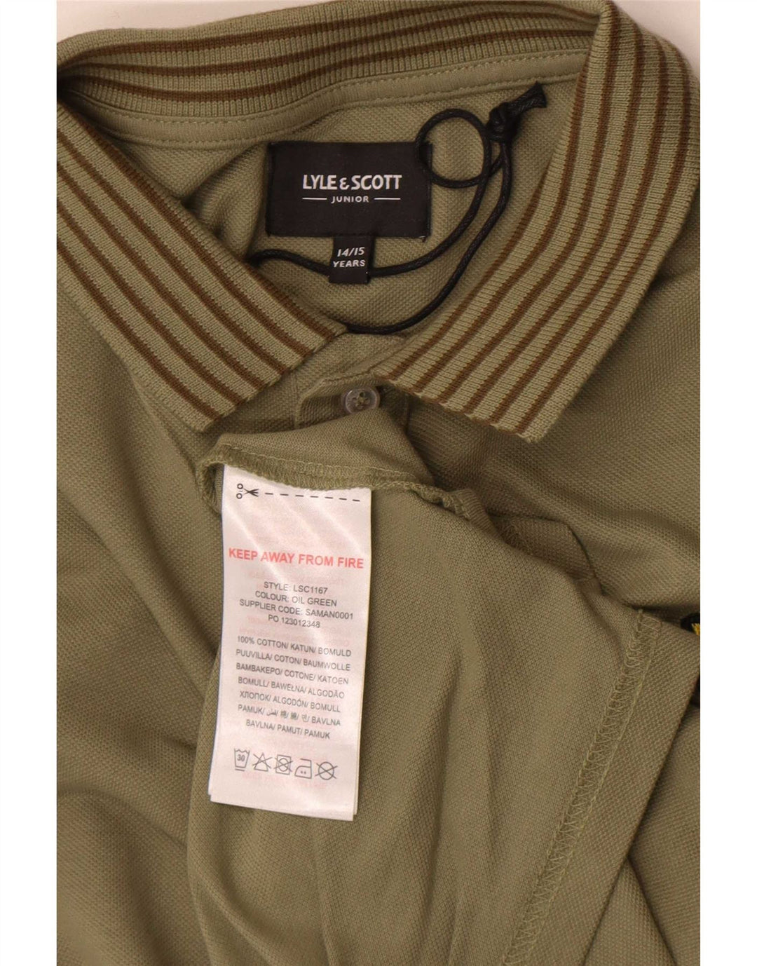 Chłopięca koszulka polo Lyle & Scott, 14-15 lat, bawełna khaki
