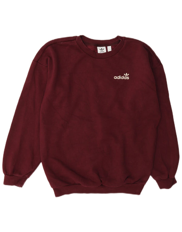 Damska bluza oversize Adidas Jumper UK 4 XS Burgundowa bawełna
