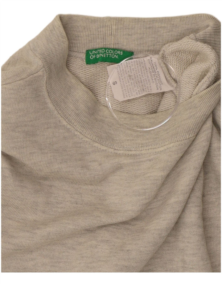 Męska bluza z grafiką BENETTON, mała, szara, bawełniana w bloki kolorów
