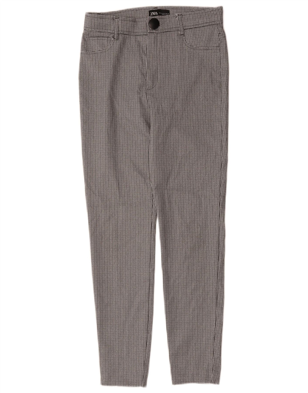 Damskie spodnie typu slim casual Zara, średnie W28 L27, czarne w pepitkę