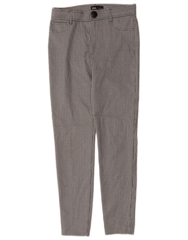 Damskie spodnie typu slim casual Zara, średnie W28 L27, czarne w pepitkę