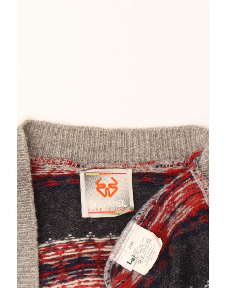 Sweter męski Stefanel, duży, szary, wełna Fair Isle