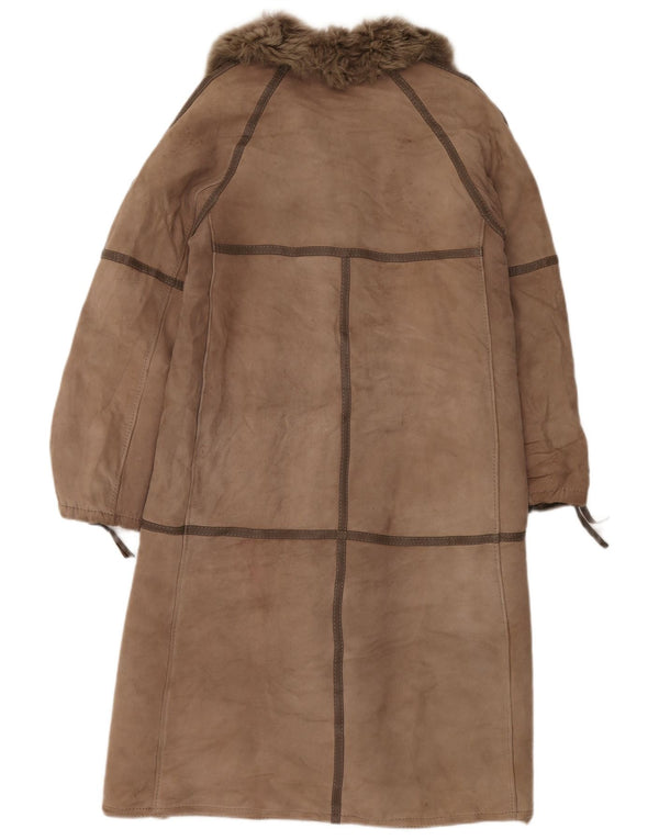 Płaszcz damski VINTAGE Shearling UK 14 średni beż