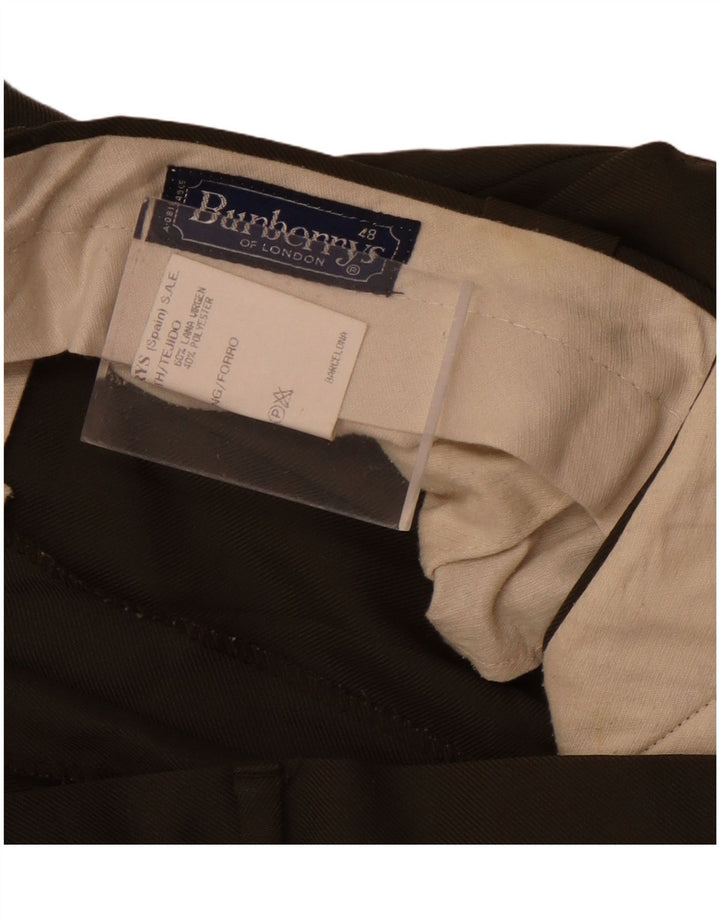 Męskie proste spodnie garniturowe Burberrys W36 L27 Wełna khaki