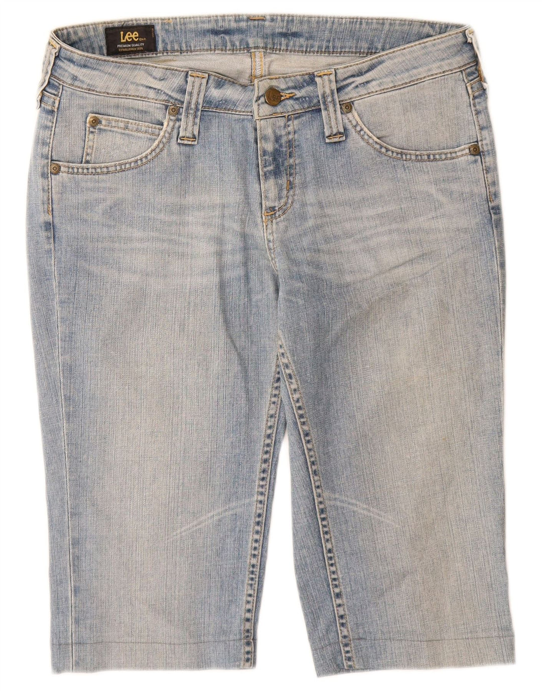 Damskie spodenki jeansowe Lee Bermudy W31 Średnioniebieskie, bawełniane