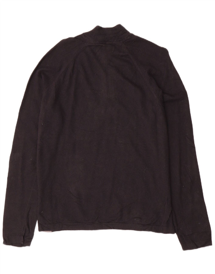 Męski sweter z zamkiem błyskawicznym Eddie Bauer, duży czarny sztuczny jedwab