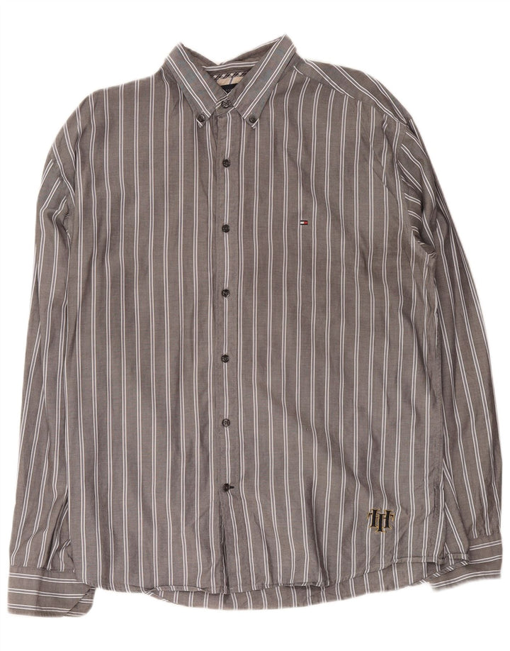 Koszula męska Tommy Hilfiger XL, szara, bawełniana w prążki