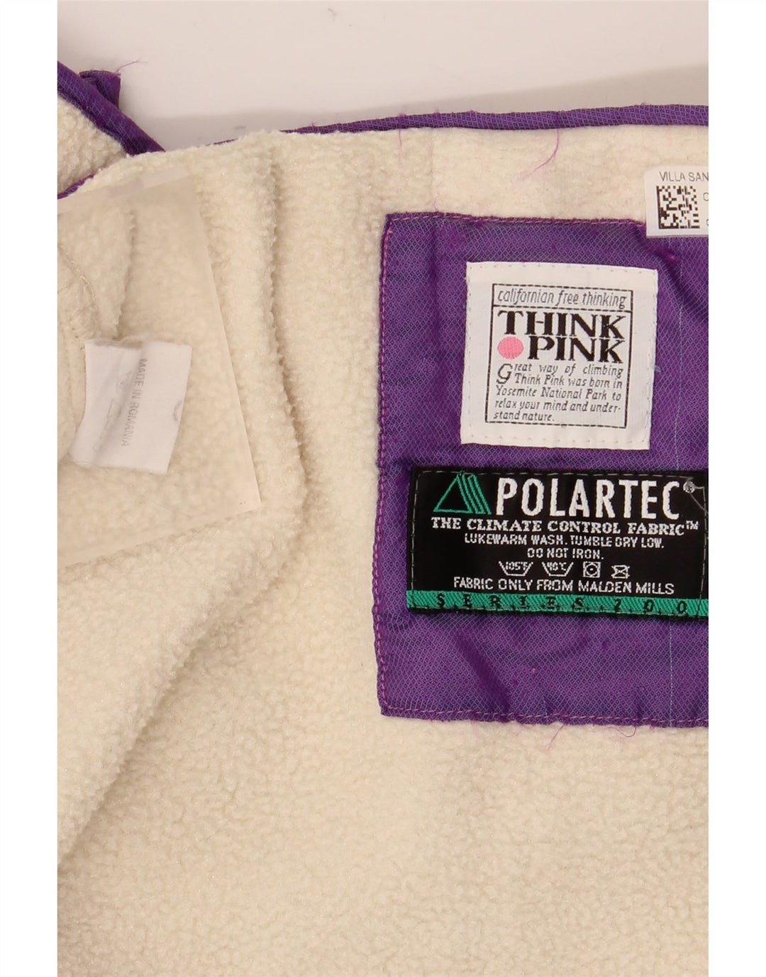 Think Różowy damski, oversize'owy sweter polarowy z zamkiem błyskawicznym UK 14, średni złamanej bieli